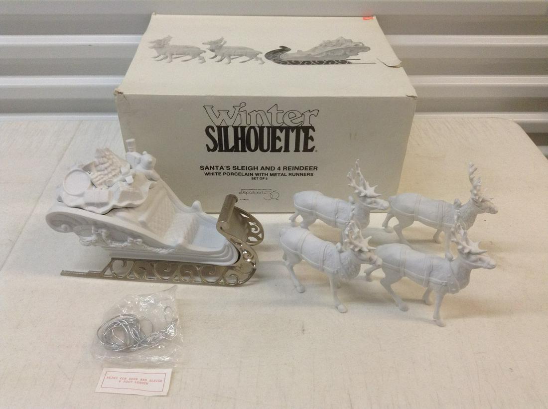 Dept. 56 Winter Silhouette Santa's Sleigh with Reindeer: Dept. 56 Winter Silhouette Santa's Sleigh with Reindeer with original box
