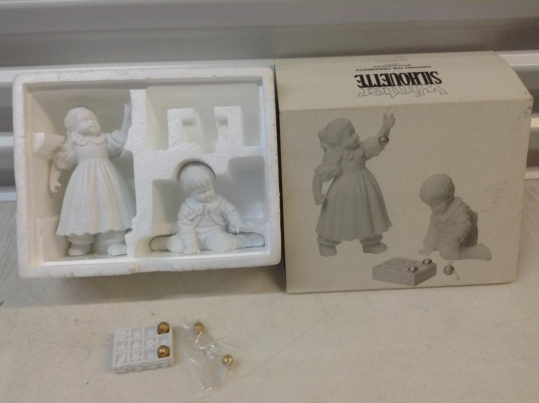 Dept. 56 Winter Silhouette "Hanging The Ornaments" in: Dept. 56 Winter Silhouette "Hanging The Ornaments" in the box