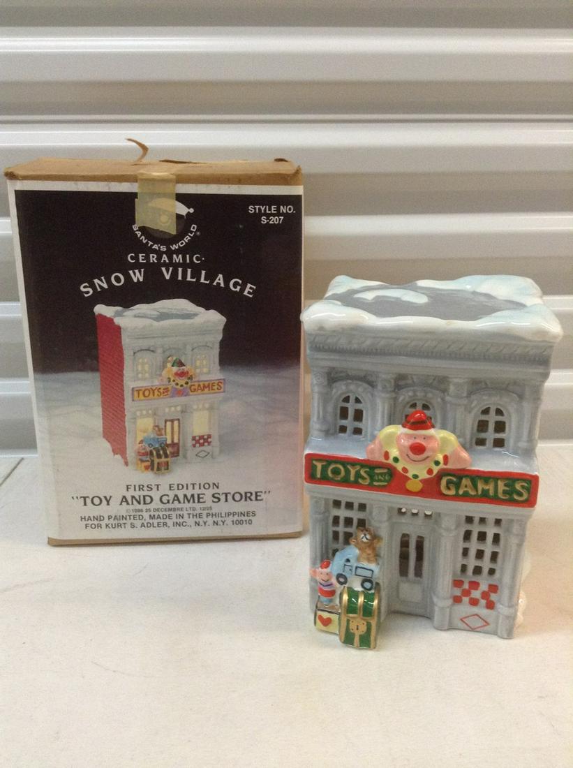 1986 Santa's World Ceramic Snow Village First Edition: 1986 Santa's World Ceramic Snow Village First Edition "Toy and Game Store"