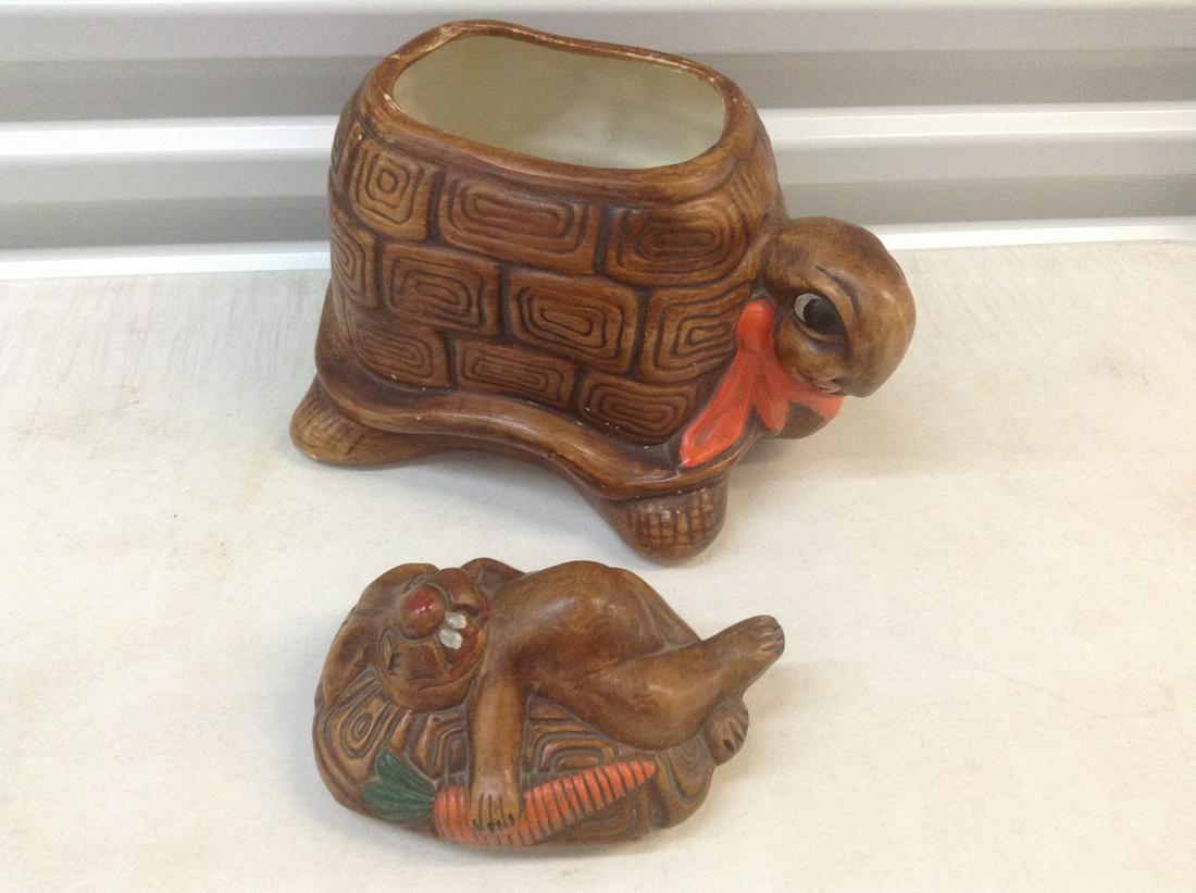 Vintage Tortoise and the Hare Cookie Jar 11"x10": Vintage Tortoise and the Hare Cookie Jar 11"x10"