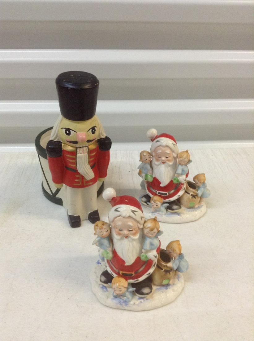 Lefton Santa Statues and Ceramic Nutcracker Planter (1 of 1)