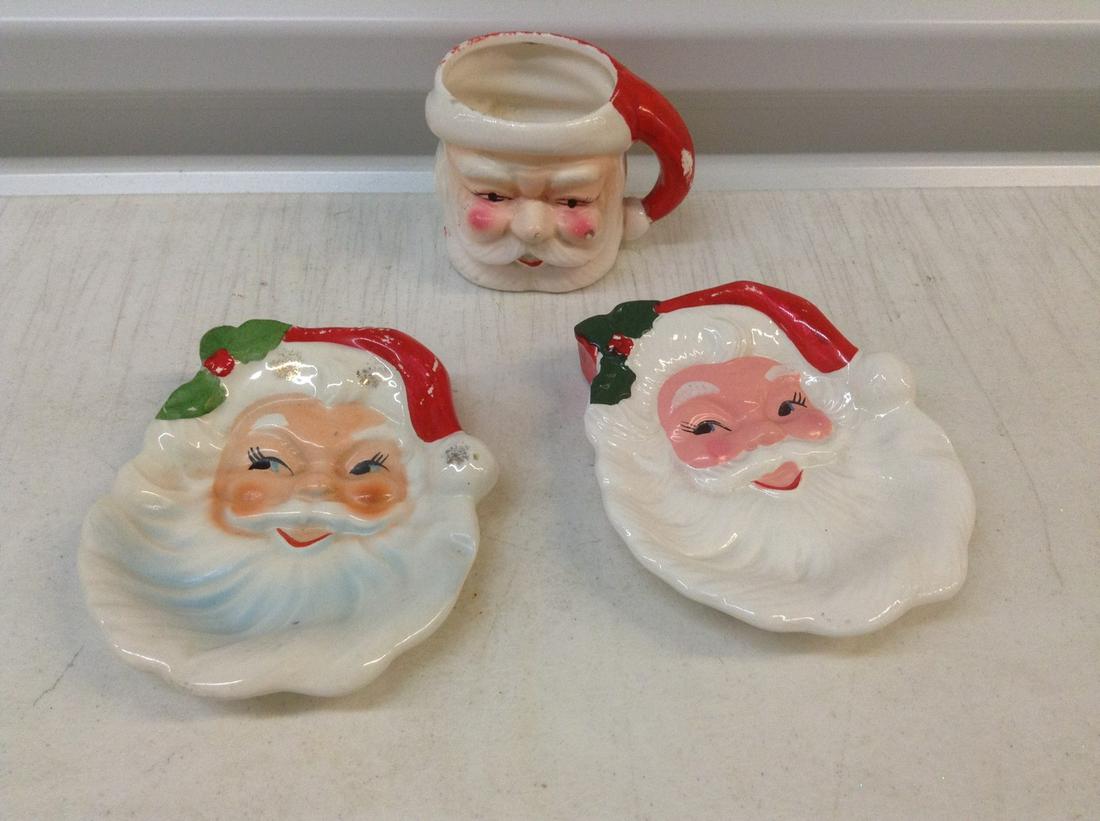 Marked Japan Santa mug and dishes largest 5.5": Marked Japan Santa mug and dishes largest 5.5"