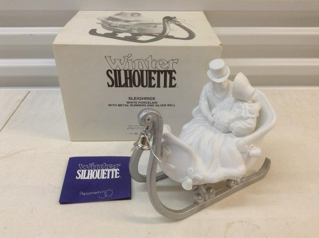 Dept. 56 Winter Silhouette "Sleighride" with box and: Dept. 56 Winter Silhouette "Sleighride" with box and tag