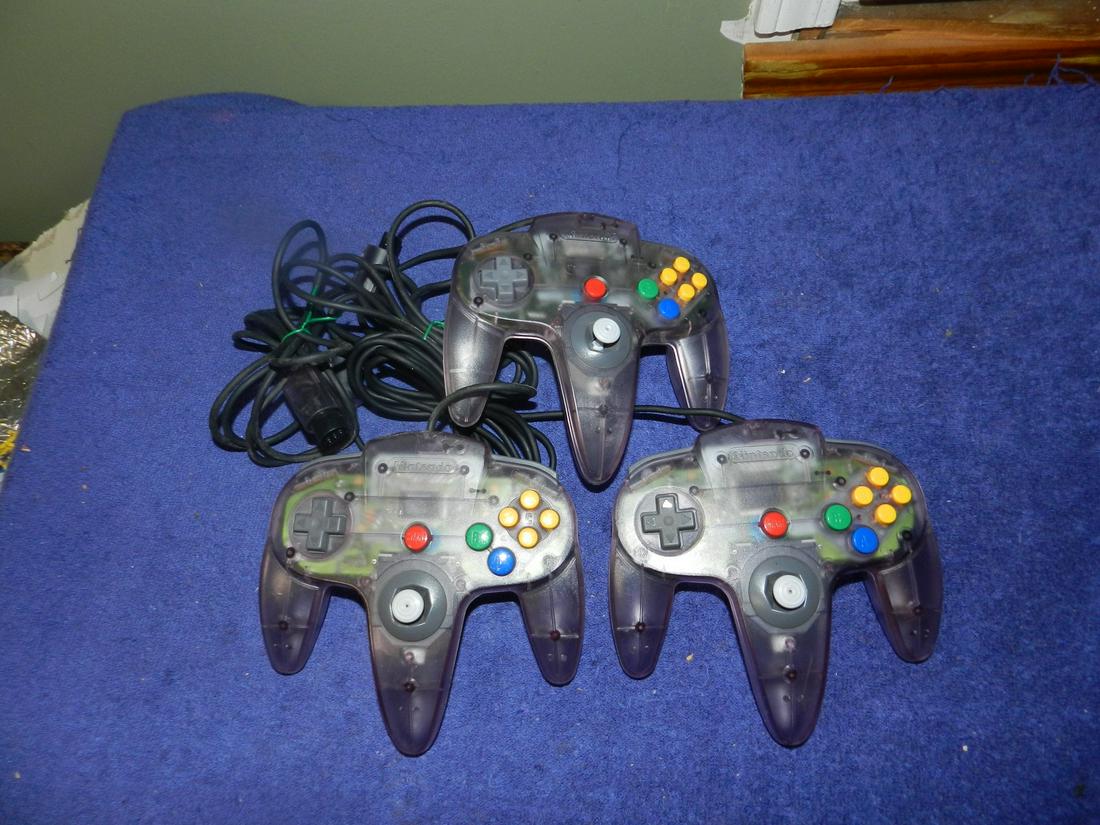Lot of 3 Nintendo 64 Atomic Purple Controllers (1 of 1)