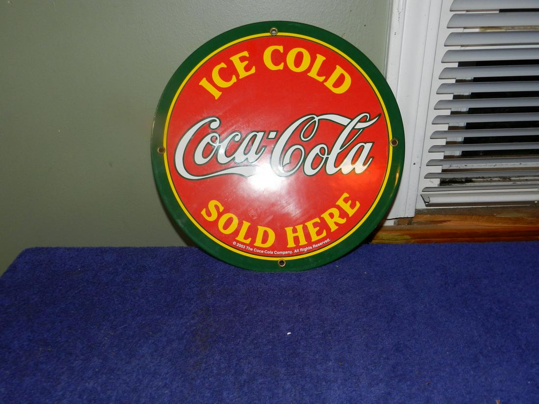 Porcelain Coca Cola Round Sign 12" (1 of 1)