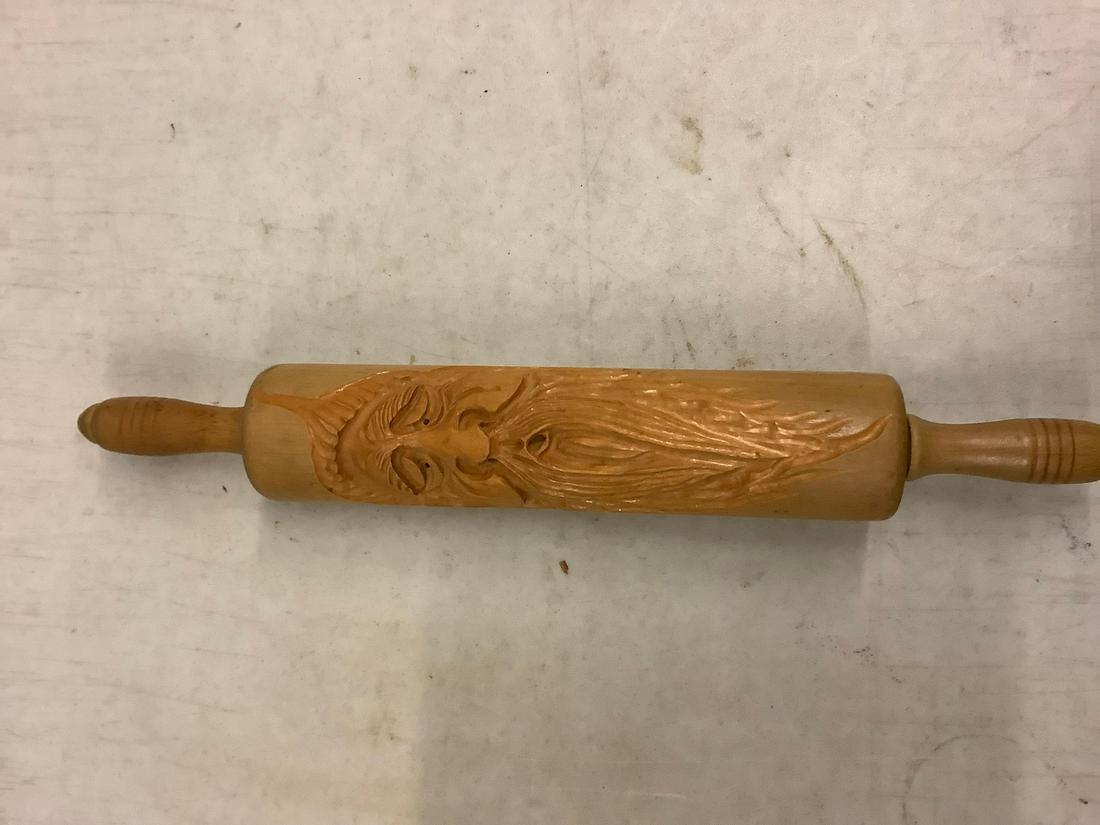 Wooden Carved Rolling Pin 18 in.: Wooden Carved Rolling Pin 18 in.