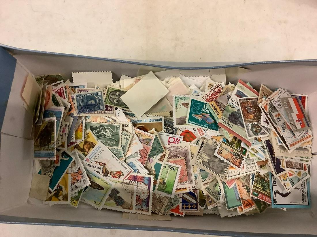 Cigar Box of Foreign Stamps (1 of 1)
