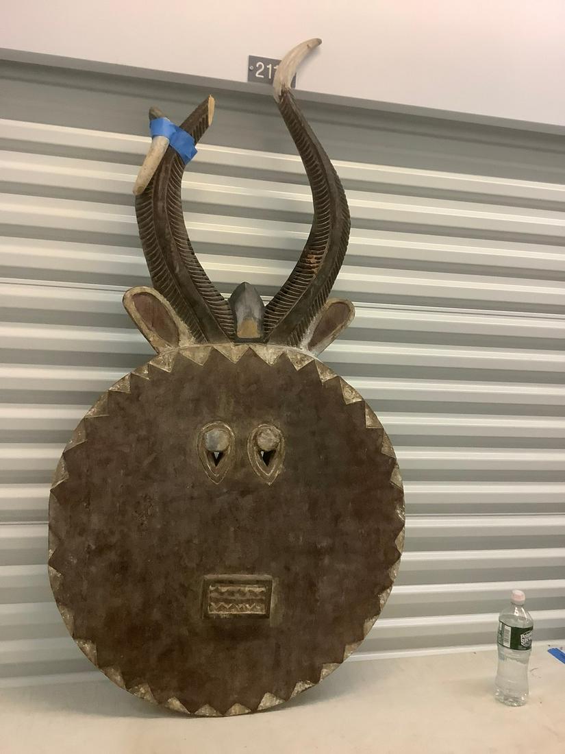 Wooden Carved Wall Hanging (Broken Horn) 55.5x29: Wooden Carved Wall Hanging (Broken Horn) 55.5x29