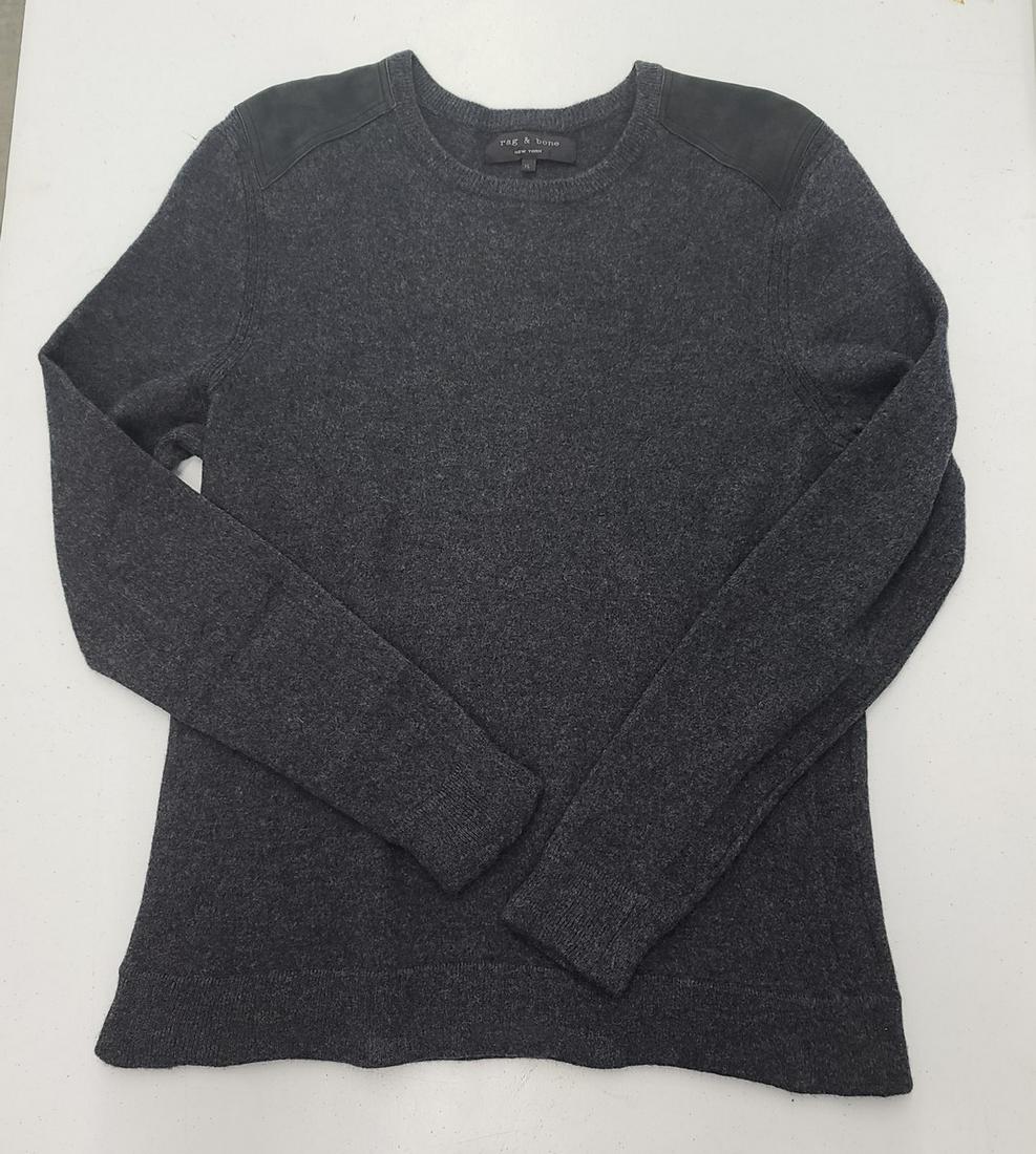 Rag & Bone Wool & Leather Accented Sweater XL Womens: Rag & Bone Wool & Leather Accented Sweater XL Womens