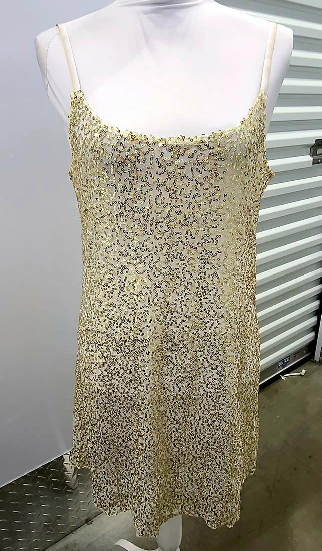 Intimately Free People Gold Sequined Slip Dress L (1 of 1)
