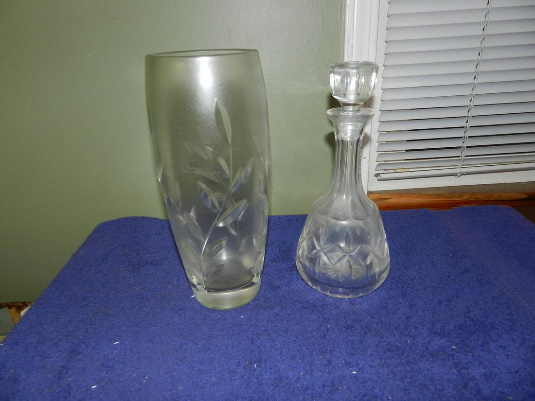Heavy Cut Glass Pitcher & Decanter Tallest 12" (1 of 1)