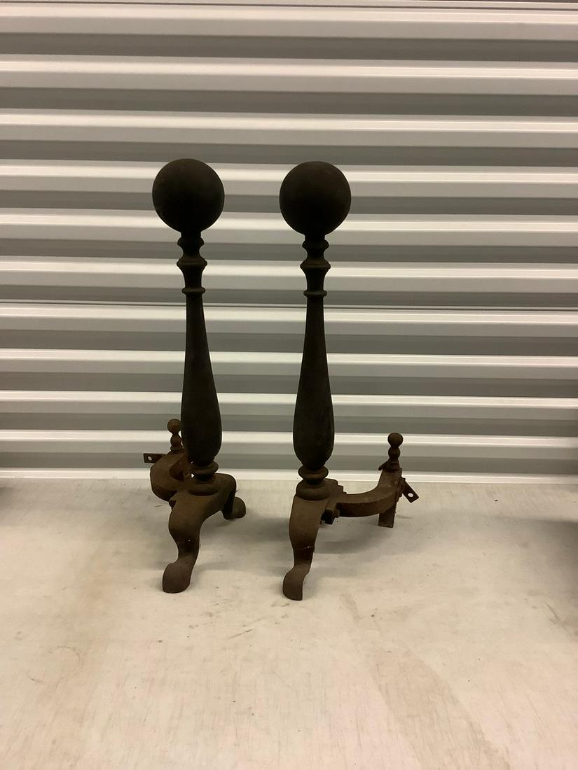 Vintage Fireplace Cast Iron Andirons: Vintage Fireplace Cast Iron Andirons