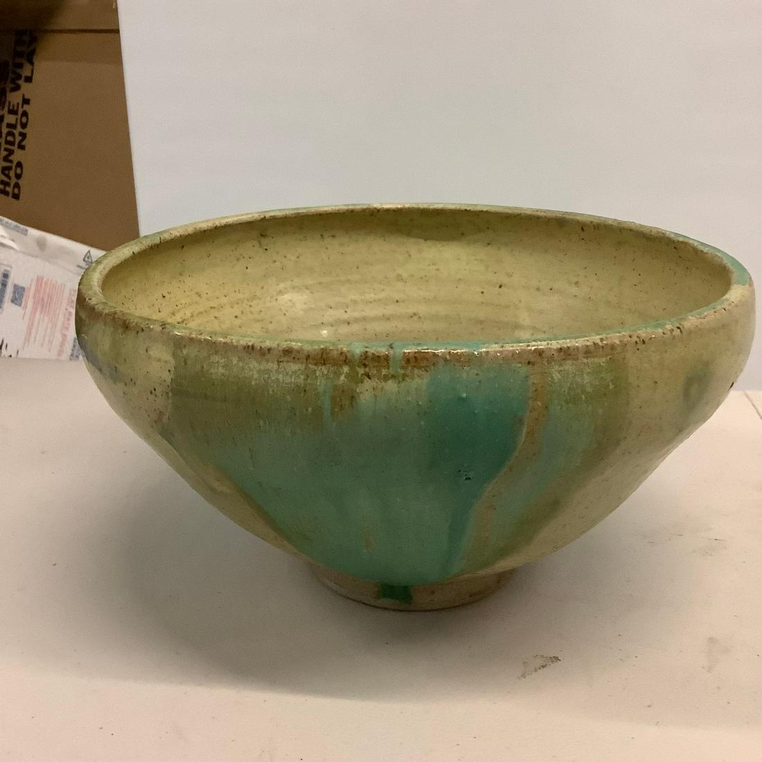Signed pottery bowl 8 inch across (1 of 1)