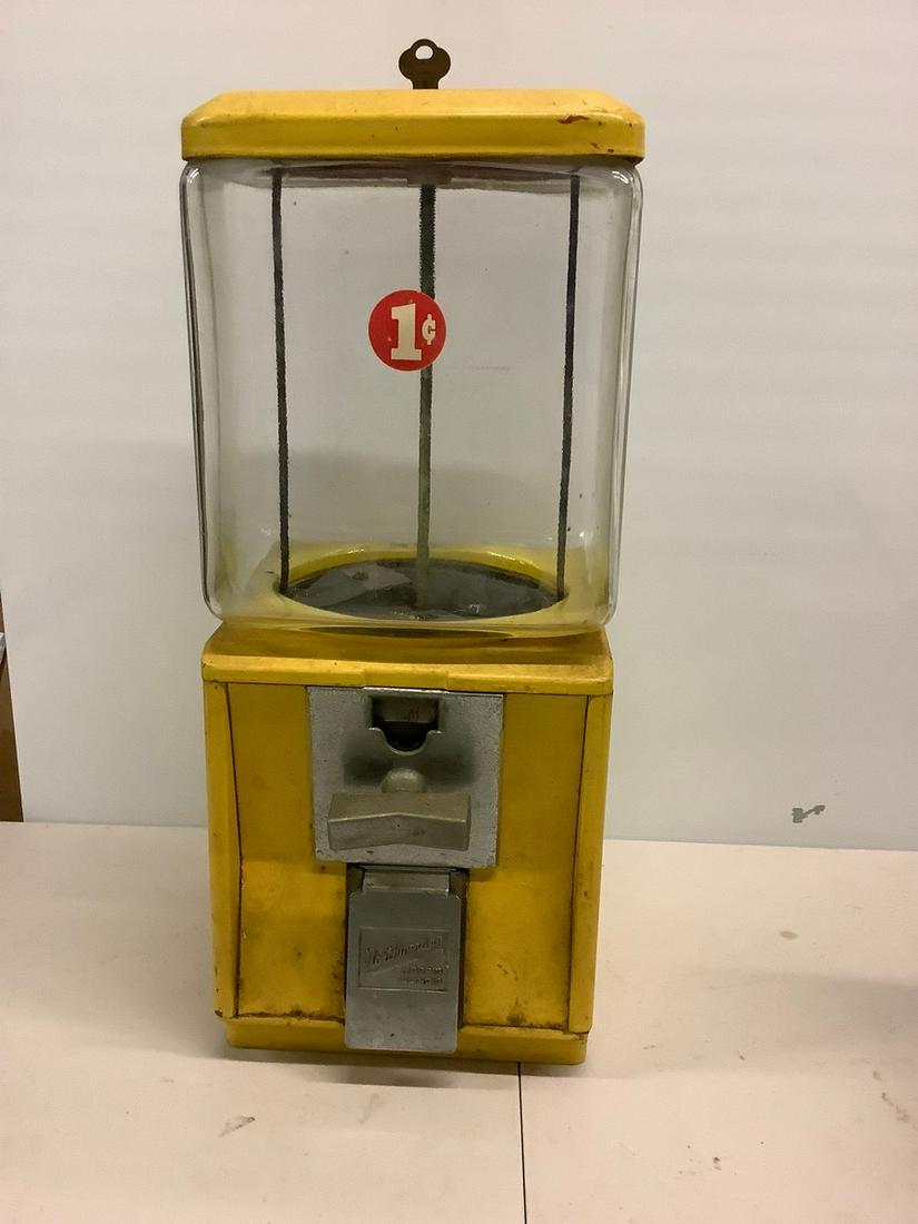 vintage northwestern 1 cent metal glass gumball machine (1 of 1)