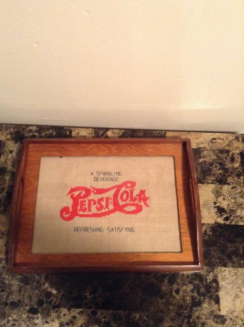 Pepsi Cola Hand Embroidered Tray 9.5x12.5 (1 of 1)