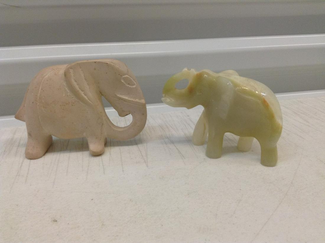 Two Stone Carved Elephants Largest 5" (1 of 1)