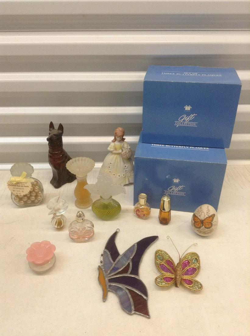 Large lot of Vintage Perfume Bottles, Butterfly Stained (1 of 1)