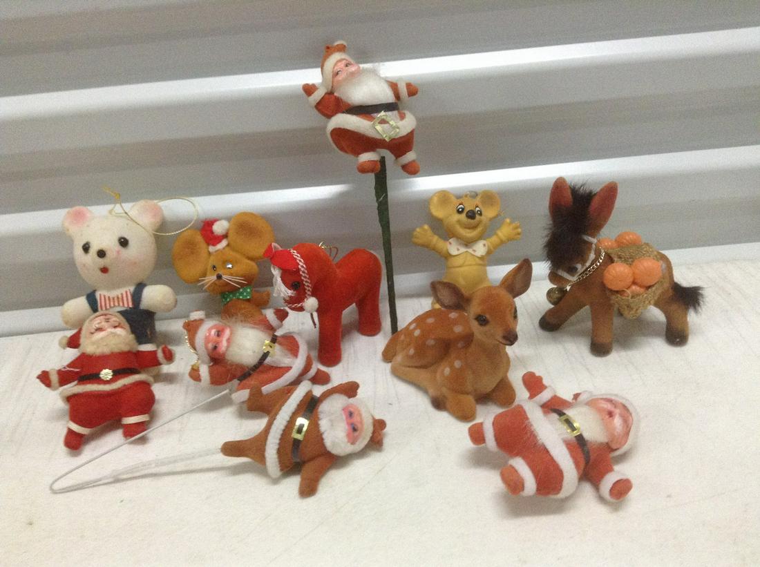 Vintage Flocked Santas, Deer and more (1 of 1)