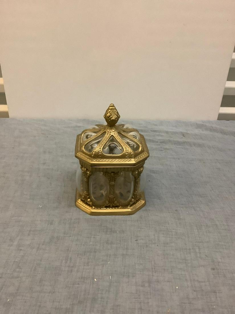 Glass and Metal Trinket Box 7.5 in.: Glass and Metal Trinket Box 7.5 in.