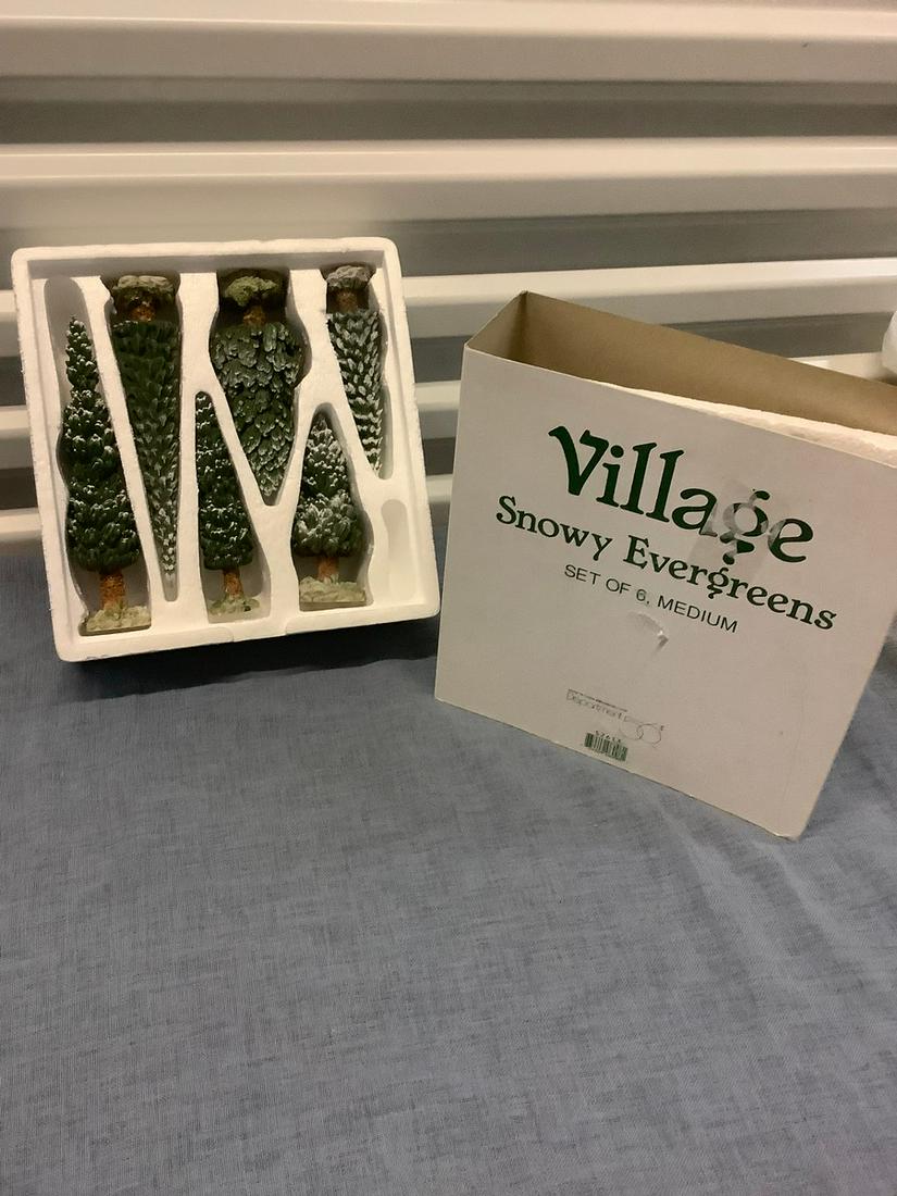 Set of 6 ceramic Snowy Evergreens from "Snow Village": Set of 6 ceramic Snowy Evergreens from "Snow Village"