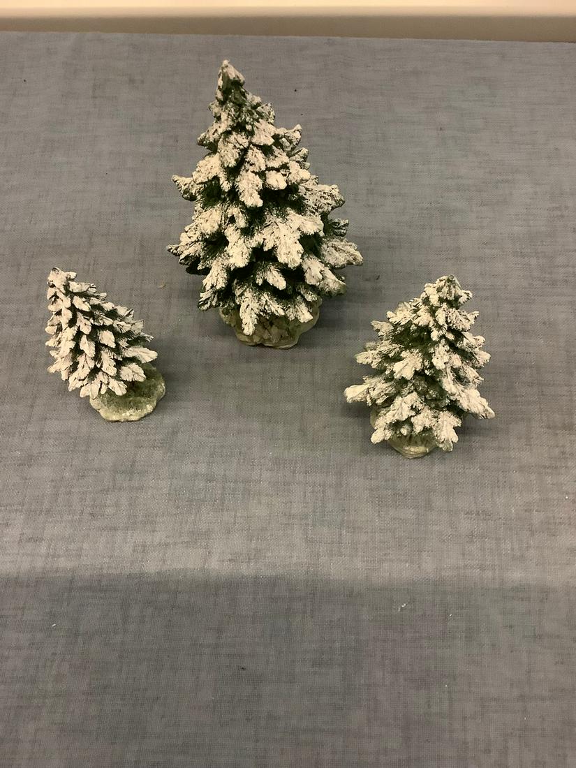 Set of 3 Ceramic Scotch Pines, from the Original "Snow: Set of 3 Ceramic Scotch Pines, from the Original "Snow Village"