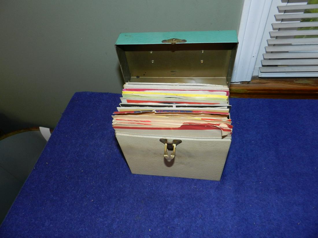 Metal 45 Record Holder Full Of Records (1 of 1)