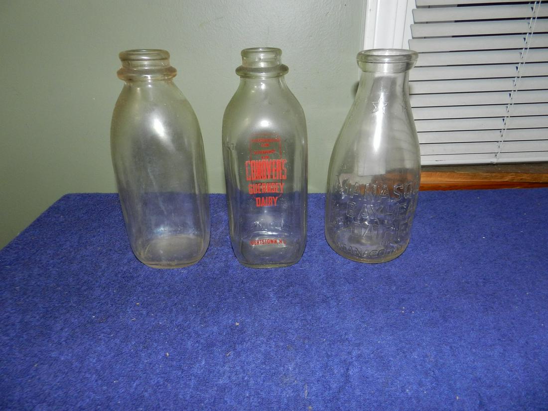 3 Vintage Quart Milk Bottles Conover Manasquan More (1 of 1)