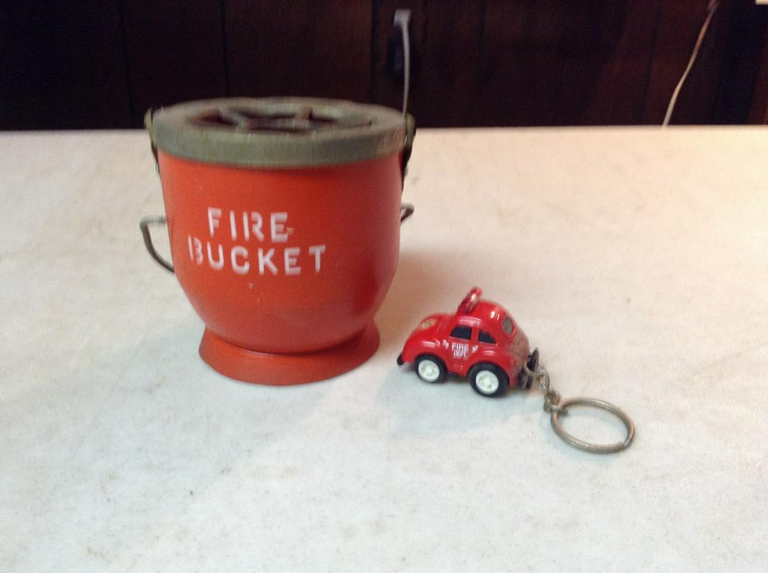 Tin Fire Bucket Ashtray and Keychain (1 of 1)