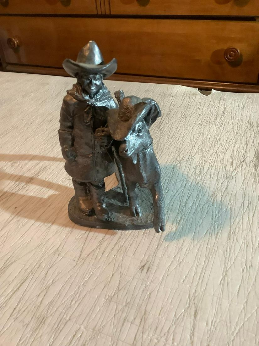 M.A. Ricker Signed 1998 Pewter Cowboy Figurine 4.5x3.5 (1 of 1)