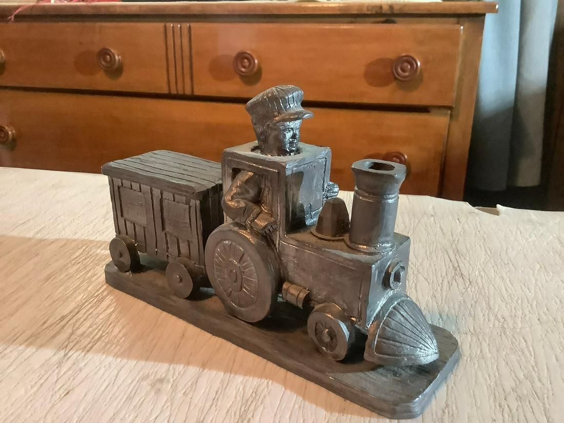 M.A. Ricker Signed 1997 Pewter Boy on Train Figurine (1 of 1)