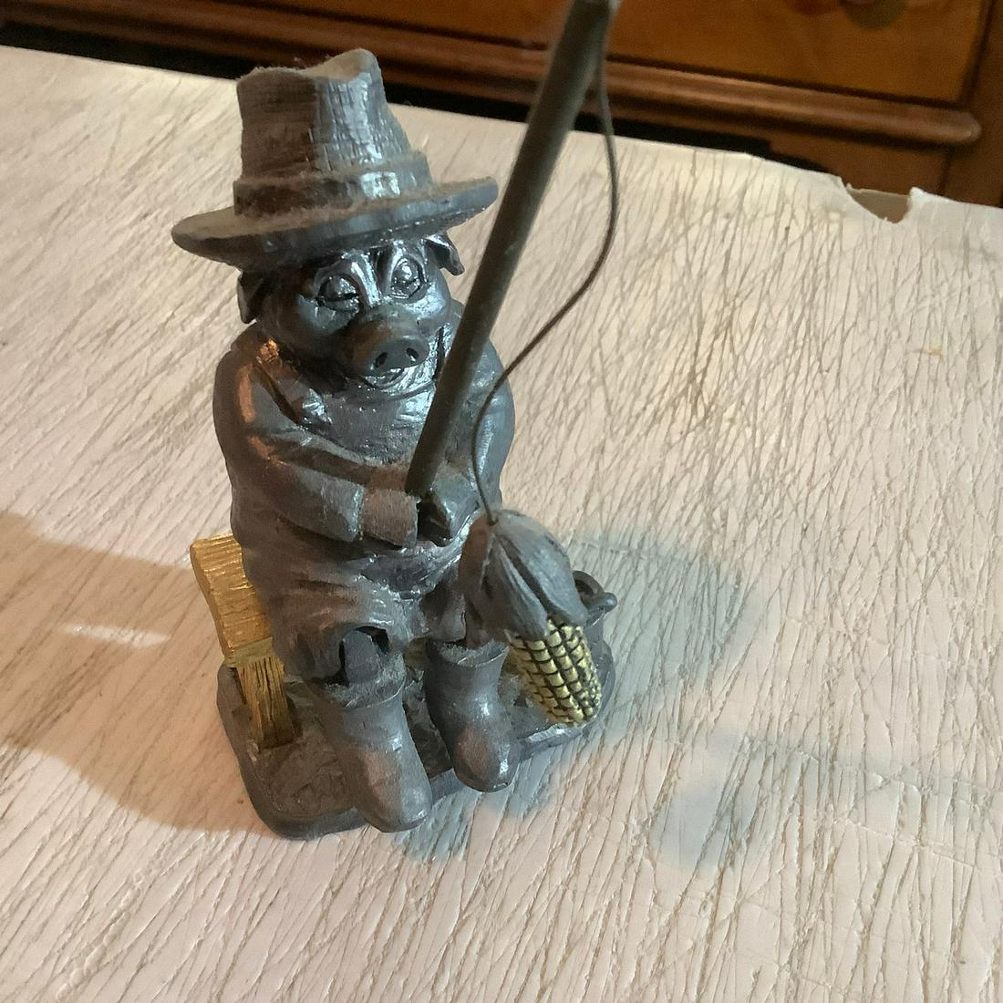 M.A. Ricker Signed 1994 Frog Wizard Pewter Figurine: M.A. Ricker Signed 1994 Frog Wizard Pewter Figurine 3.5x2.5 in.