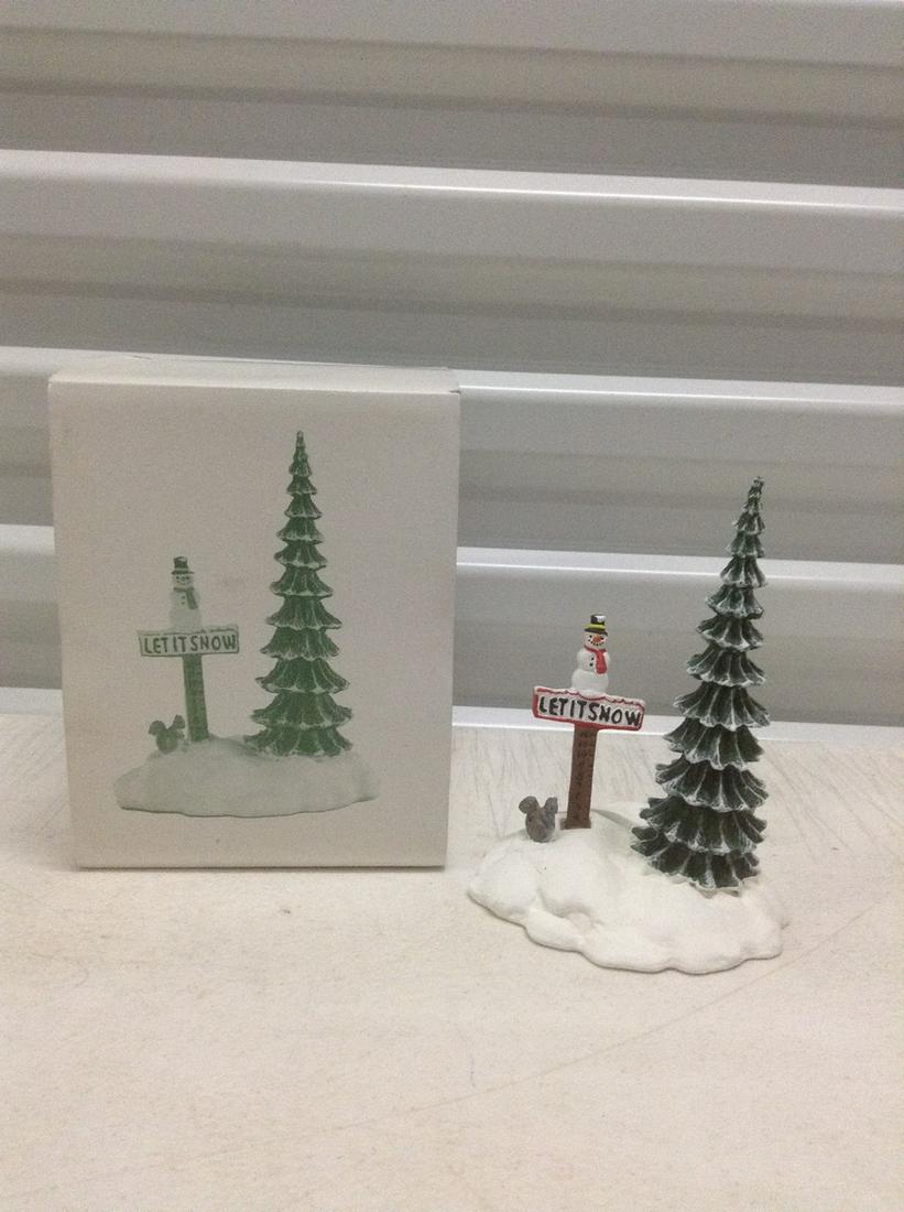 Dept. 56 Village "Let it Snow" snowman Sign with box (1 of 1)