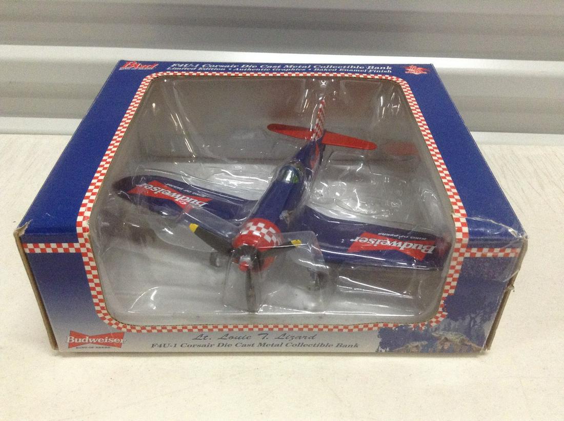 Budweiser Lt. Louie T. Lizard Corsair Die Cast: Budweiser Lt. Louie T. Lizard Corsair Die Cast Collectible Bank in the box
