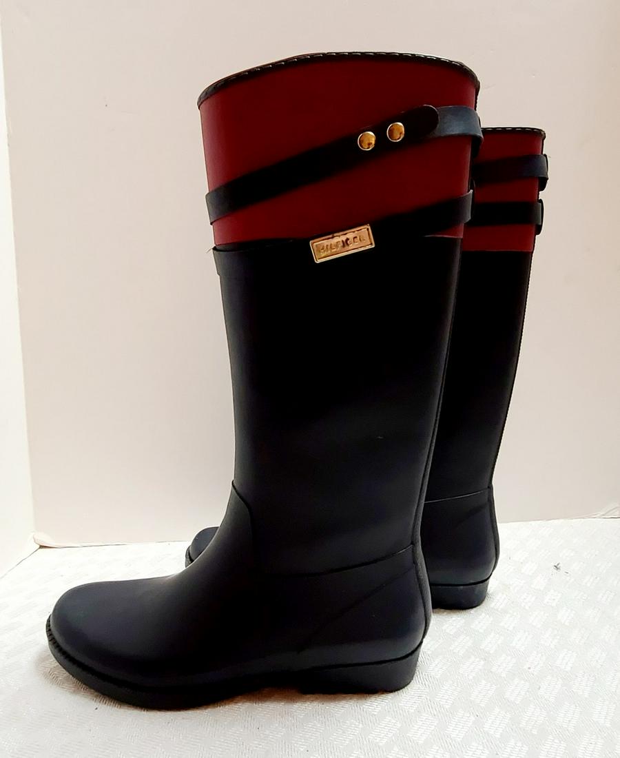 Hilfiger Navy Rubber Welly Boots sz 8 Like New: Hilfiger Navy Rubber Welly Boots sz 8 Like New