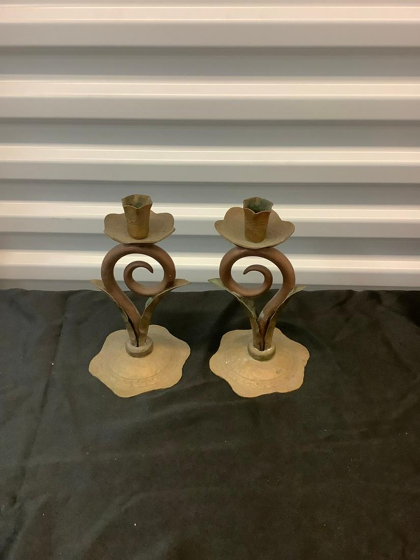 Set of Vintage Copper and Brass Candle Holders (1 of 1)