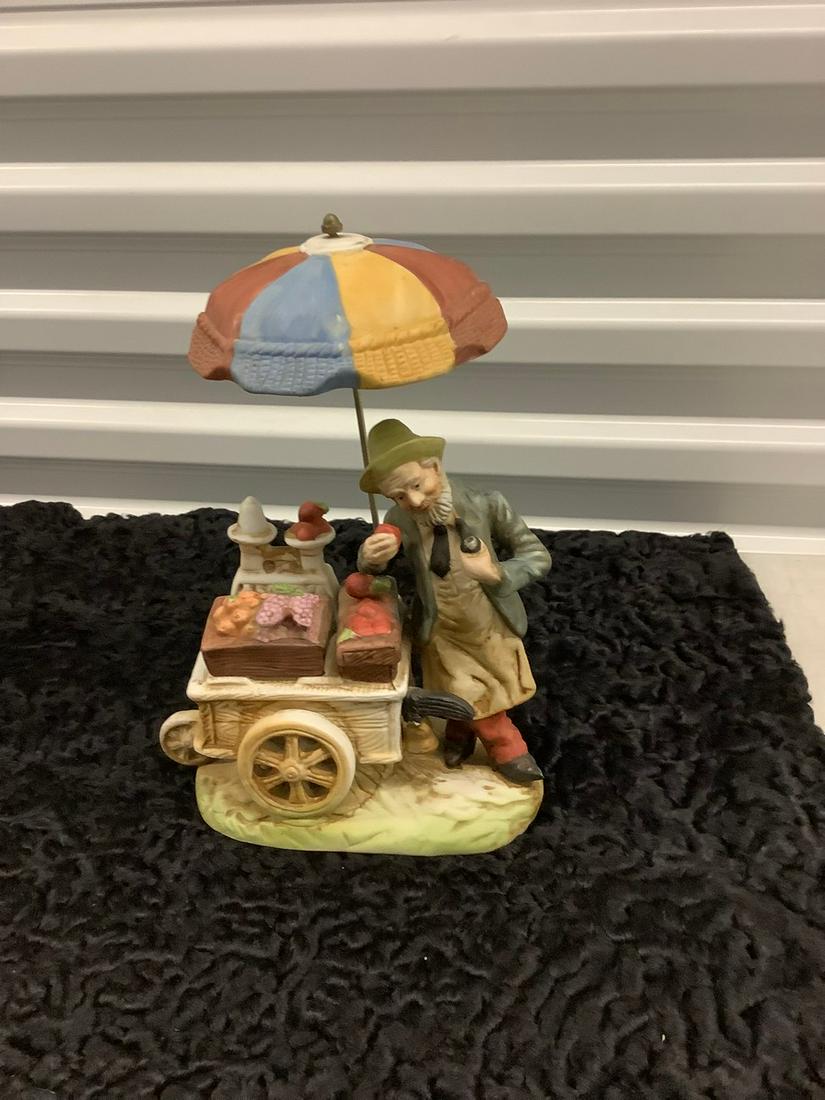 Ceramic Fruit Stand Vender Statue 10 in. (1 of 1)