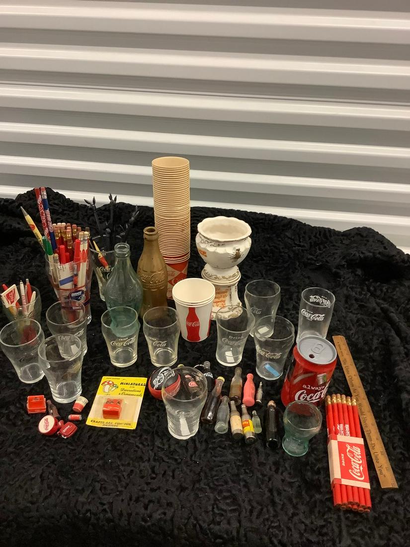 Large lot of coca cola glasses, advertising and more (1 of 1)