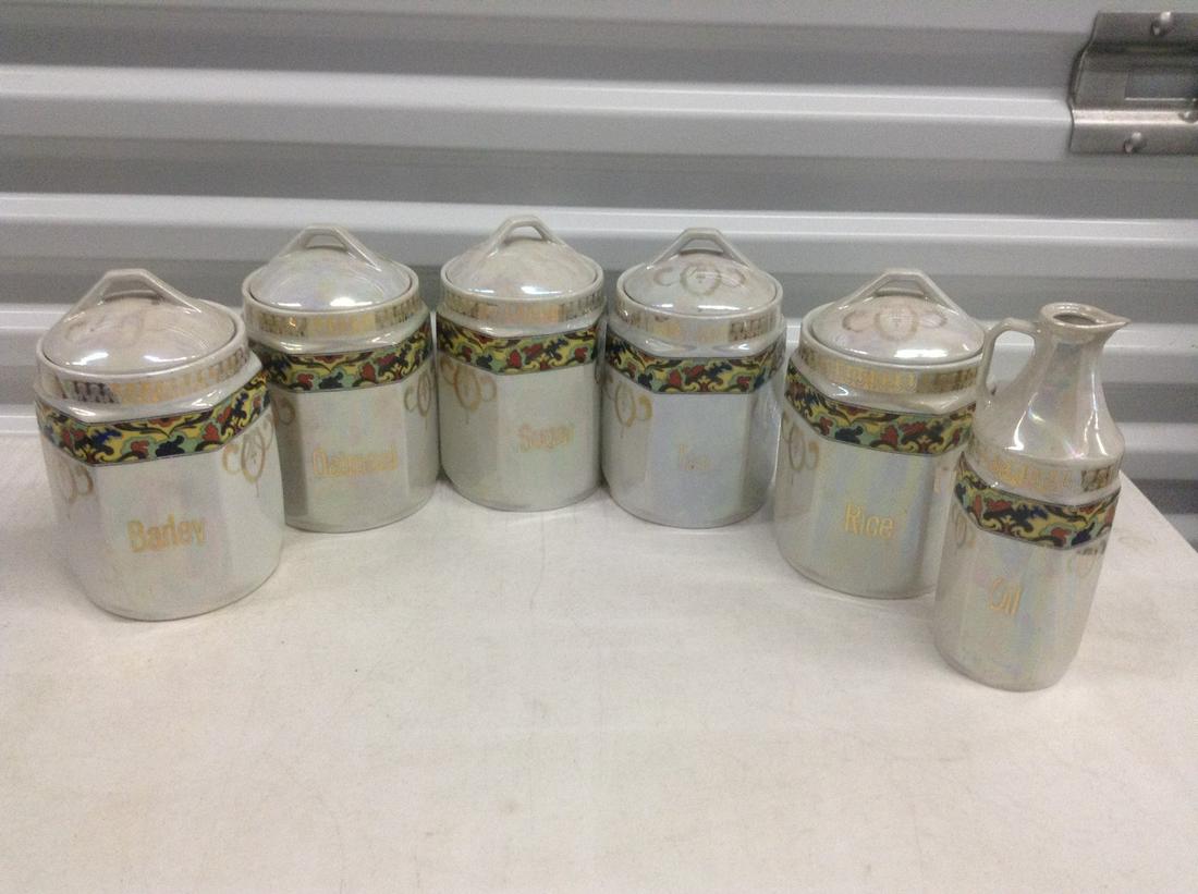 Vintage Czechoslovakian Irridescent Canister Set: Vintage Czechoslovakian Irridescent Canister Set