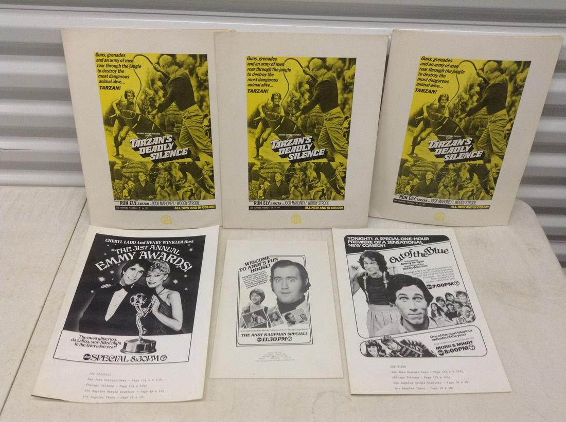 Andy Kaufman, Mork & Mindy Advertising Proofs and: Andy Kaufman, Mork & Mindy Advertising Proofs and Tarzan National General Pictures Print Folders