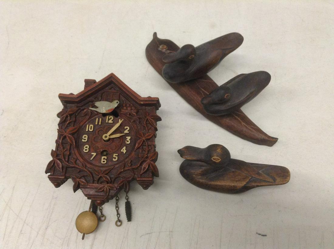 Lux Clock Mfg. Co Cuckoo Clock  and Hand Carved Wood (1 of 1)
