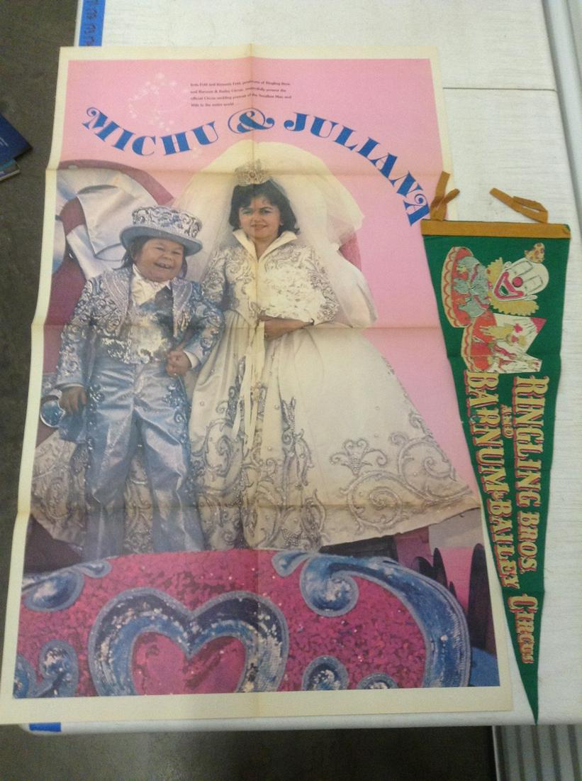 Vintage Ringling Bros. Pennant and Poster 38"x23" (1 of 1)