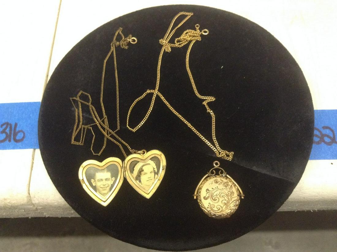 Two Antique Lockets with photos one signed JME Co. (1 of 1)
