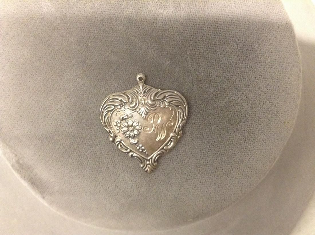 1976 Signed Towle Sterling Heart Pendant 1": 1976 Signed Towle Sterling Heart Pendant 1"