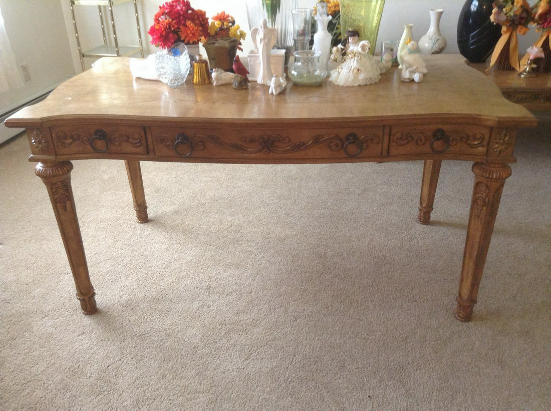 Broyhill Ornately Carved Desk/side table 60"x32"x30" no (1 of 1)