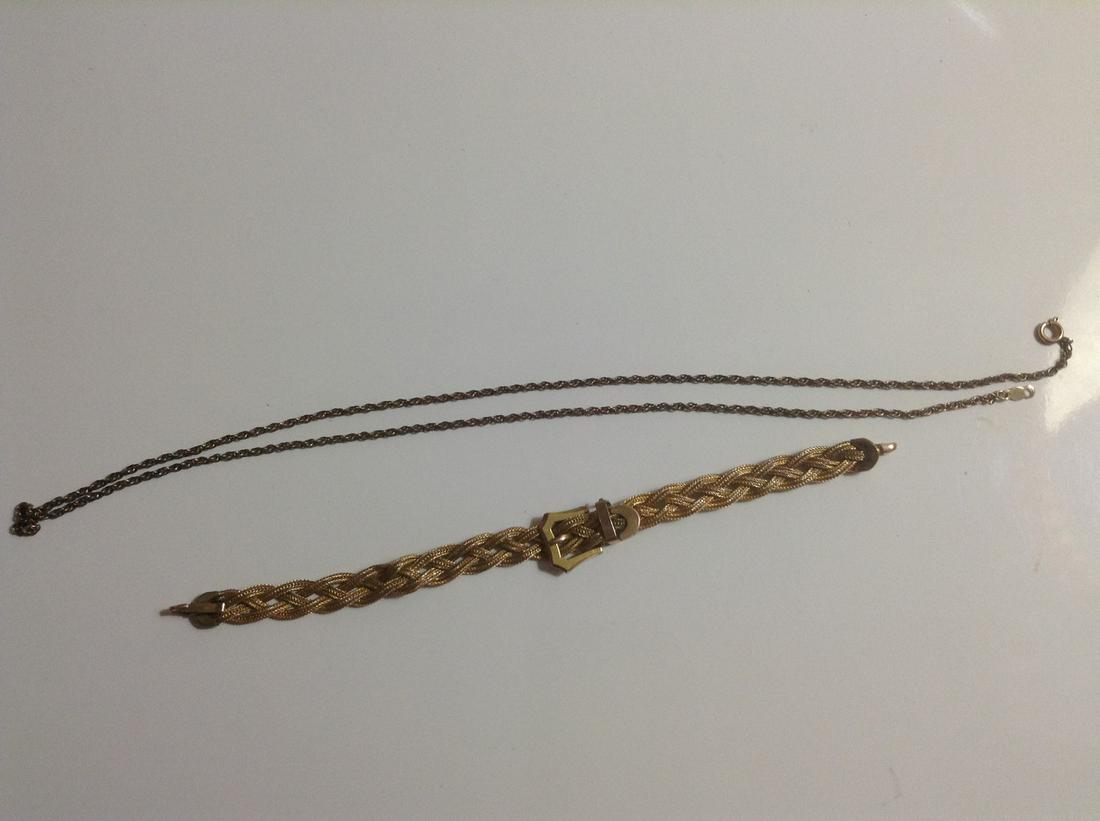 Gold Bracelet Marked Kennedy 1-10 and Necklace marked: Gold Bracelet Marked Kennedy 1-10 and Necklace marked 1/2C12K
