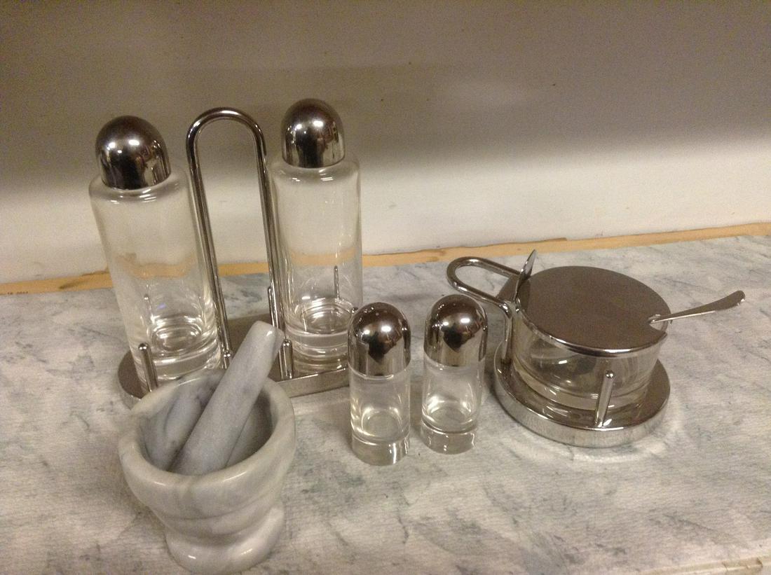 Alessi Made in Italy Lead Crystal Set and Marble Mortar (1 of 1)
