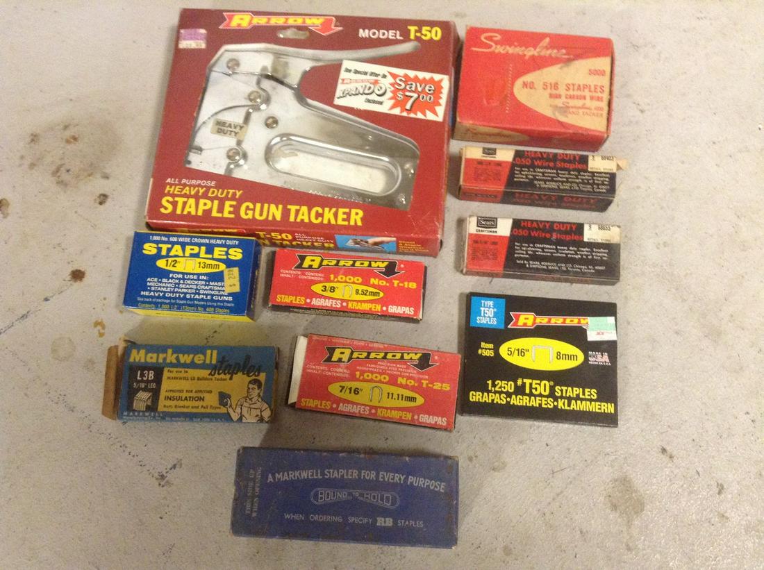 Arrow Staplegun in the box with large lot of Vintage: Arrow Staplegun in the box with large lot of Vintage staples