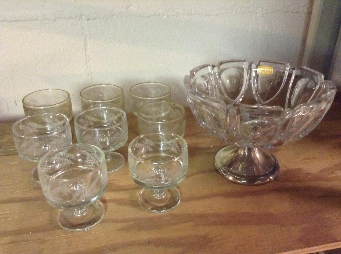 West Germany Lead Crystal Bowl and Set of 8 Vintage (1 of 1)