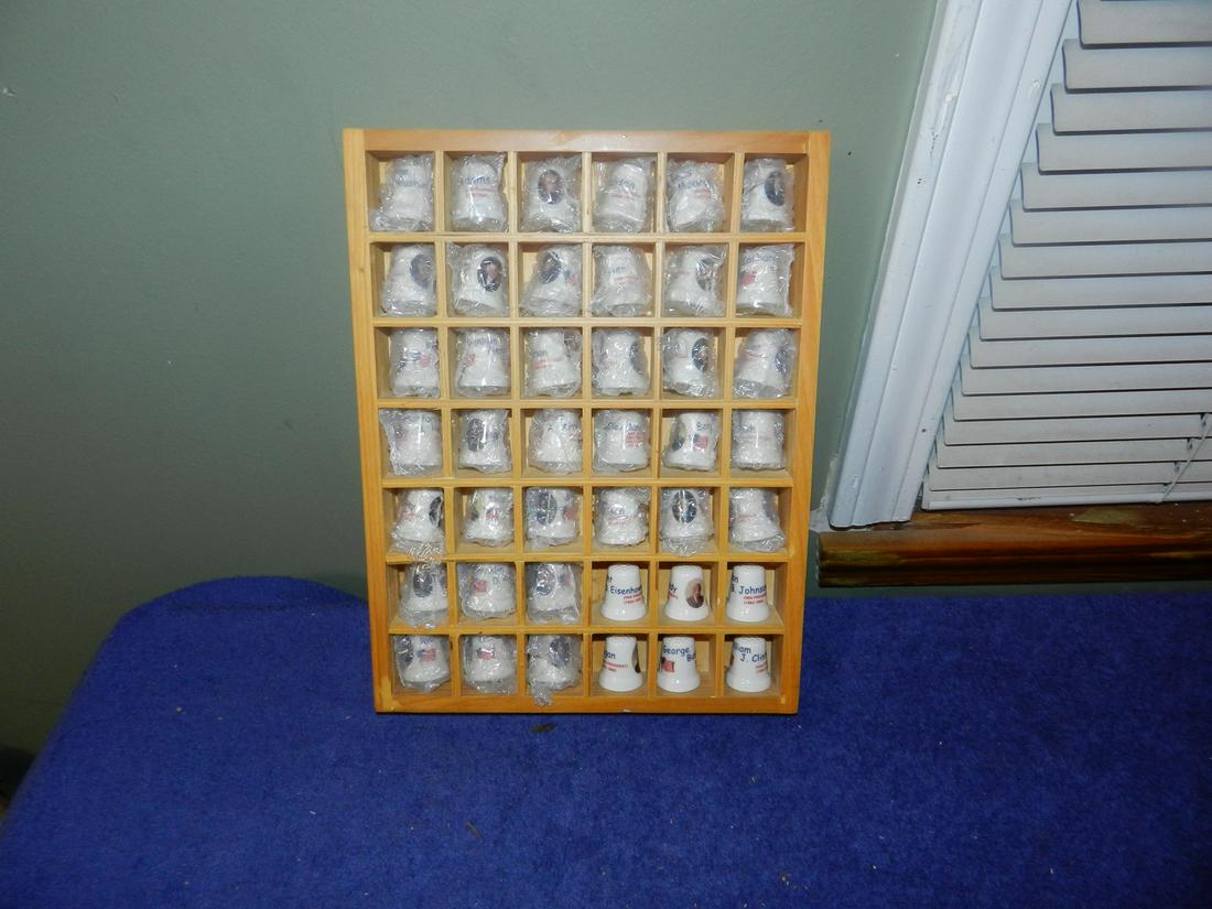 Set of 42 Presidential Ceramic Thimbles With Display (1 of 1)
