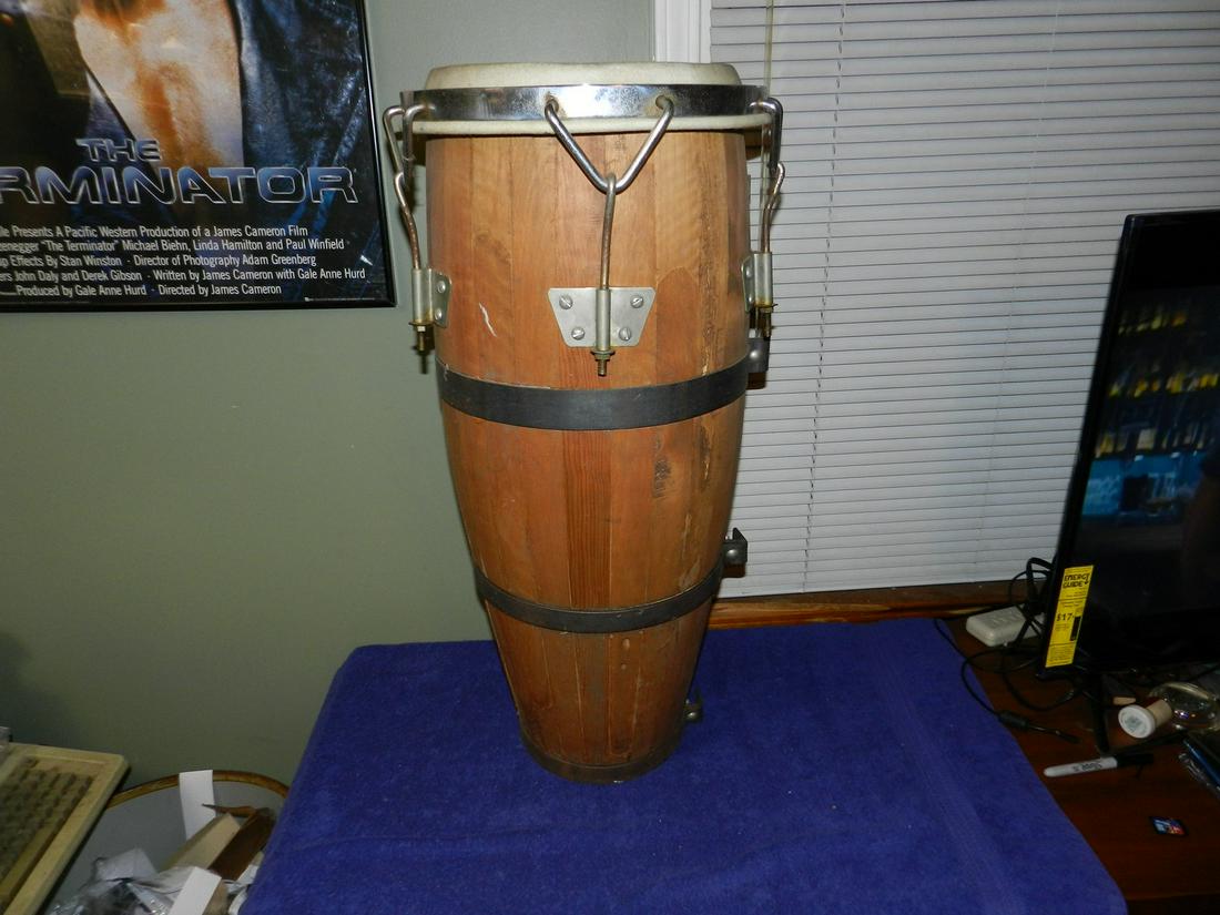 Large Wooden Conga Drum 30" Tall (1 of 1)